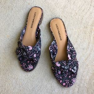 Lucky Brand Floral Genrid Knot Slides NWOT